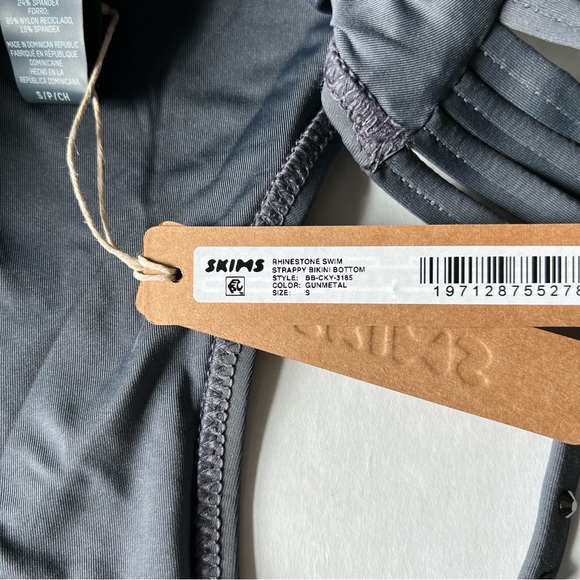 *SOLD C* NWT SKIMS Ruched bikini top Rhinestone strappy bikini bottom small - Picture 8 of 15